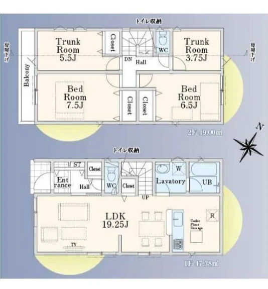 東京都清瀬市下清戸1丁目 新築戸建 1号棟の間取り図